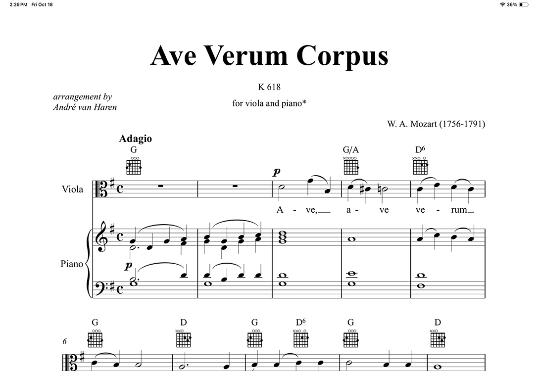 12 Best iPad Apps You Should Use in 2024 8 forScore app displaying sheet music for Mozart's Ave Verum Corpus